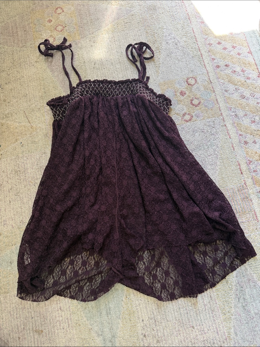 Free People Intimately Rule The World lace romper in a dark purple color. Large - Picture 5 of 7